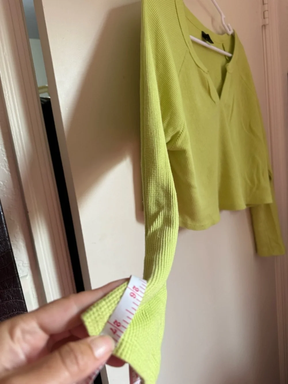 wild fable Lime Green Waffle-Knit V-Notch Long Sleeve Top - Picture 5 of 8